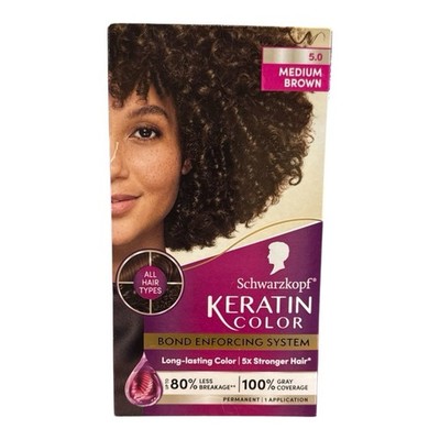 5.0 Schwarzkopf Keratin color permanent hair color cream, medium brown