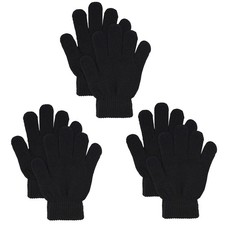3 Pairs Winter Magic Gloves Warm Stretchy Knit Gloves For Men Women Unisex Black