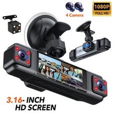 4 Channel Dash Cam 3.16" Touch Screen Car Camera DVR Video Recorder Night Vision