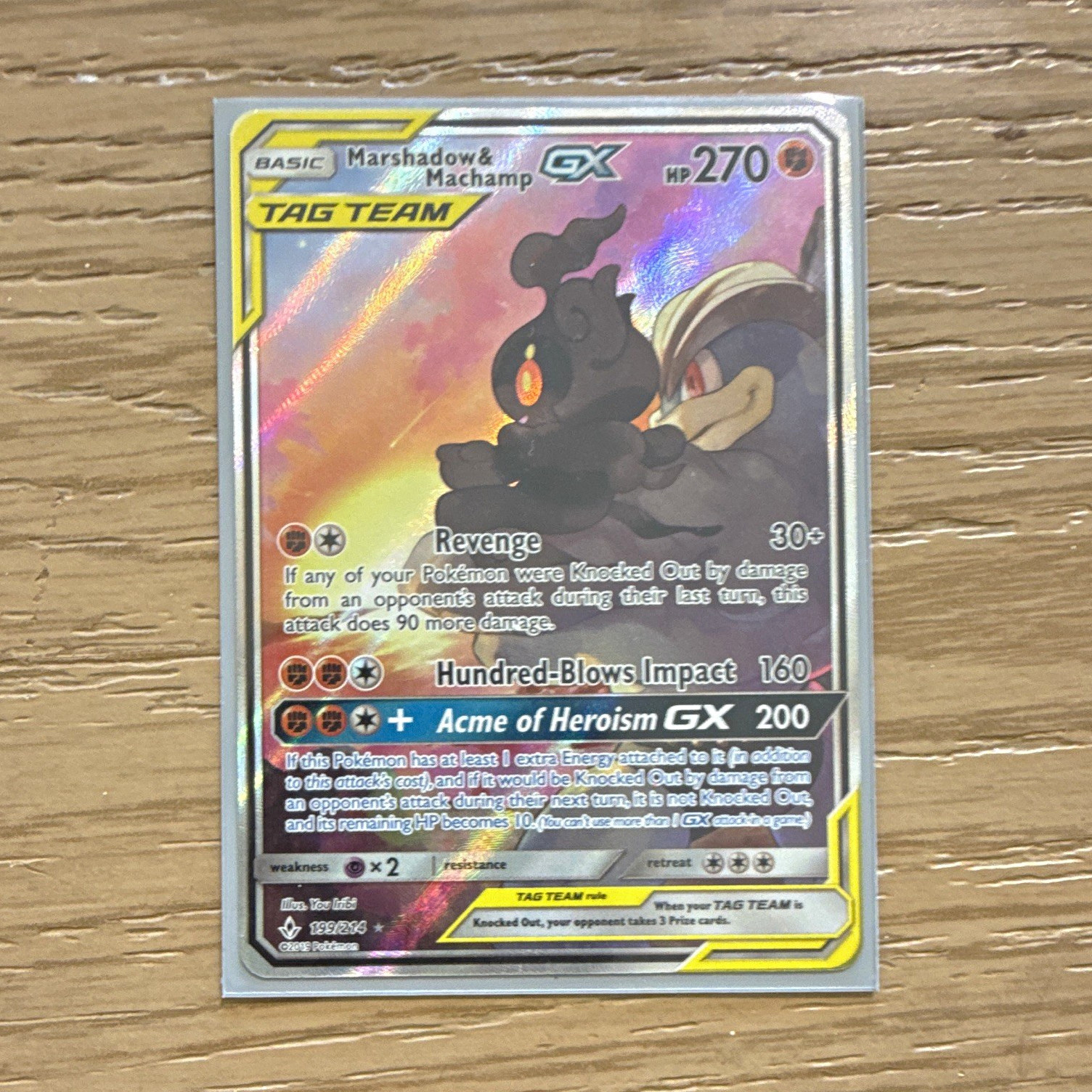 Pokemon TCG Marshadow & Machamp GX 199/214 Unbroken Bonds TAG TEAM FA Holo