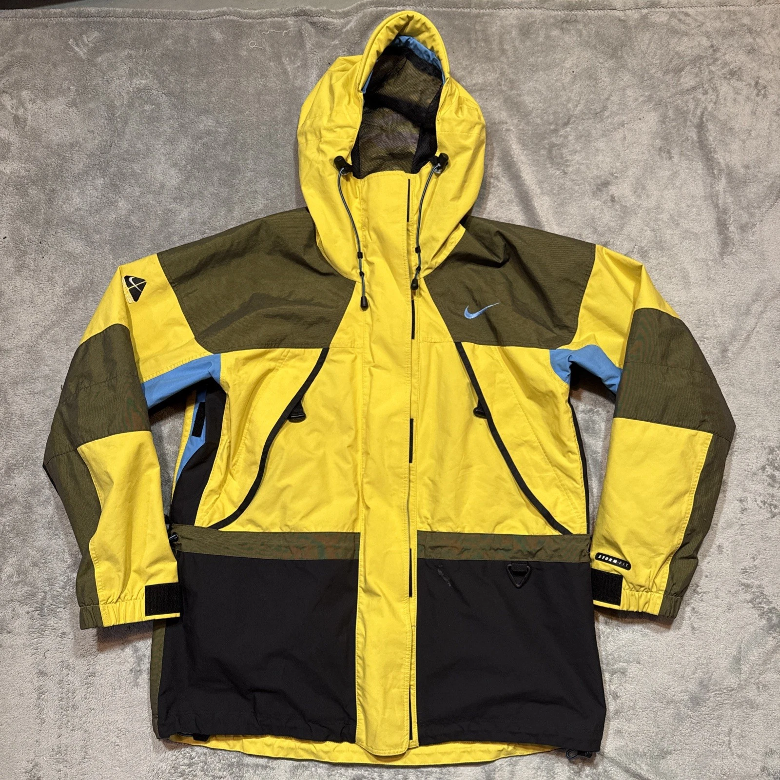 Vintage Nike ACG Jacket Mens Medium Yellow Outer Layer 3 Storm Fit Gorpcore