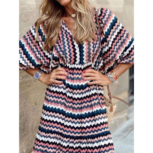 Fashion Boho Dress Maxi Dress Women Dress Beach Holiday Print Dress - Picture 21 of 21