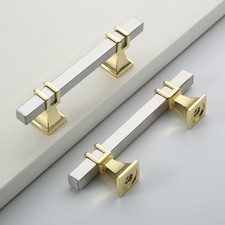 10 Pack 3 Inch 76mm Cabinet Handles Brushed Nickel and Gold Kitchen Satin Ni...