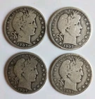 4 Lot Barber Half Dollar (3) 1907-P, 1907-D 90% US Silver Coins