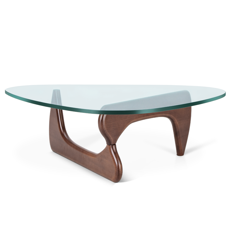 Classic Coffee Table Triangle Glass Top Premium Solid Hardwood Base ...
