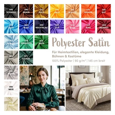Polyester Satin Meterware - PE Futterstoff - Faschingsseide * 100 cm x 145 cm * - Bild 1 von 4