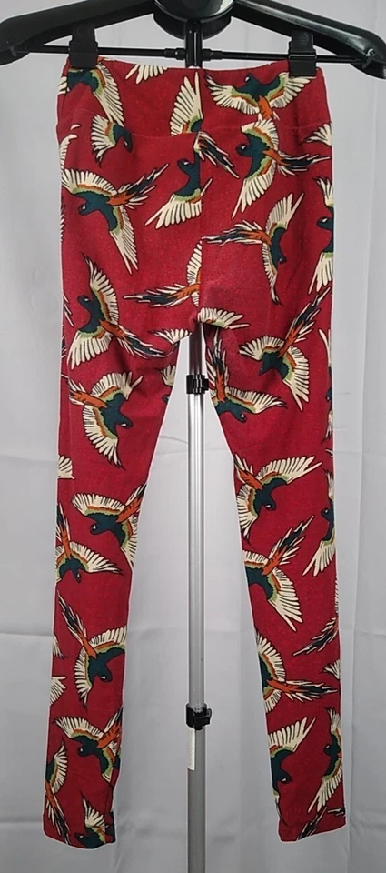 Leggings LuLaRoe OS talla única ARROTS rojo aves tropicales Foto 3 de 4