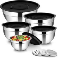 Homikit 5-Tlg Edelstahl RüHrschüSsel Set Mit Deckel ReibeinsäTzen