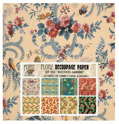 Decoupage Paper Pack 24 Sheets 6''x6'' Rococo Baroque Floral Patterns Vintage S...