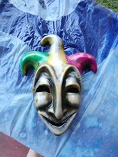 Mardi Gras Ceramic Jester Mask. Hand Made And Painted New Made In USA