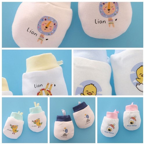 Product Cartoon Baby Newborn Infant Mittens Drawstring Gloves Anti Scratch