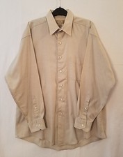 CROFT BARROW TAN SOLID STRAIGHT COLLAR SHIRT COTTON BLEND SHIRT SIZE 16 32/33