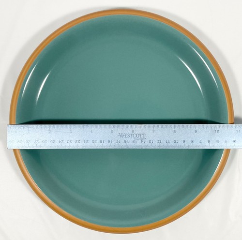 Crown Corning Japan Sonora GREEN Turquois Terra Cotta DINNER Plate 11" Vtg Set 4 - Picture 2 of 16