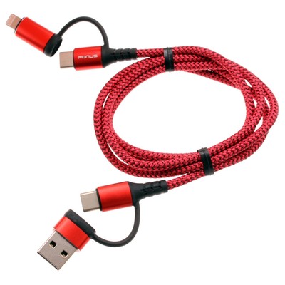Fast Charger 4-in-1 USB-C Cable Power Cord [Type-C, iPhone, USB-A] for Tablets