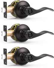 Oil Rubbed Bronze Wave Privacy Door Levers Interior Bed Bath Handles Keyless Loc