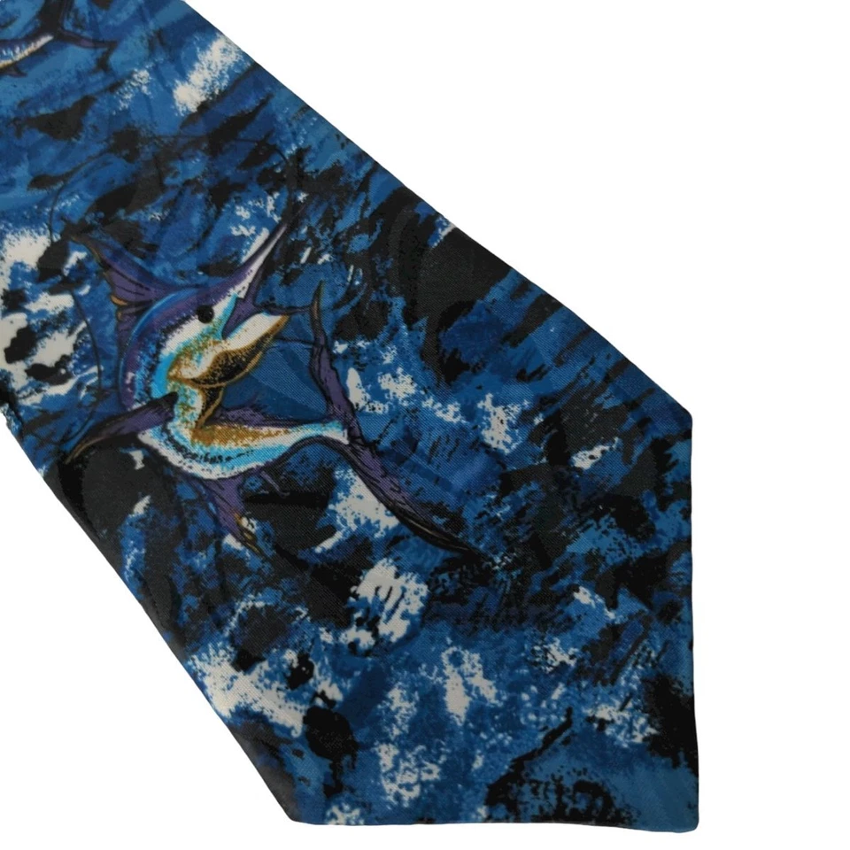 Corbata de seda Florence Marlin pez barco cebo ganchos para moscas marina novedad Foto 3 de 4