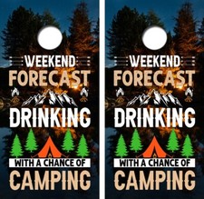 Weekend Forecast Camping Cornhole Board Wrap LAMINATED Decals Vinyl Sticker 4709