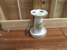 Vintage TOOTHBRUSH HOLDER Ceramic ROYAL CROWN Japan yellow rose Floral BATHROOM
