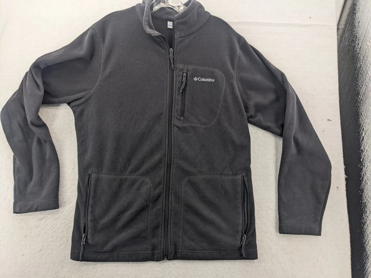 Columbia Jacket Mens Medium Black Long Sleeve Fleece Logo Slim Fit