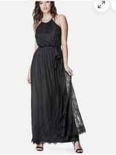 Guess Black Jupiter Maxi Lace Net Dress Stretchy Size Uk 6 Fit Uk 8 Also Vgc #MO