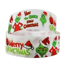 Grinch Merry Grinchmas 1" Wide Repeat Ribbon Sold in Yard Lots