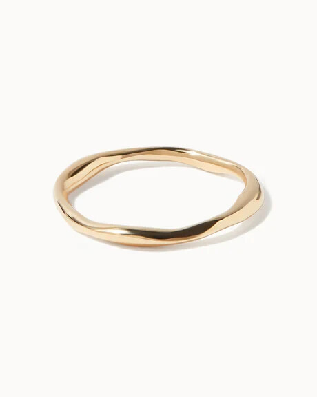 Chic Beautiful Minimalist Wavy Pattern Women Wedding Band Solid 10K Yellow Gold