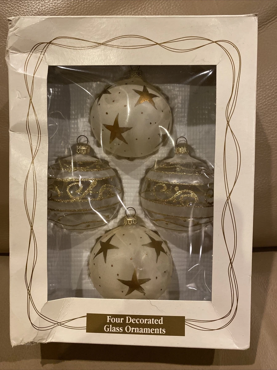 RAUCH Frosted Glass Ball Christmas Ornaments Box 4 STARS Target