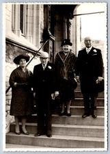 Vintage Gevaert Real Photo Postcard RPPC Elegant Group Wedding Church Steps 1950