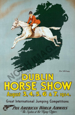 Dublin Horse Show vintage Pan Am Ireland travel poster 12x18 | eBay