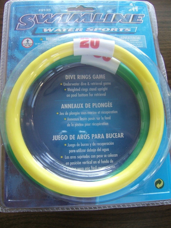 Swimline #9135 Swimming Pool Dive Rings 4 PACK Weighted Catch and ...