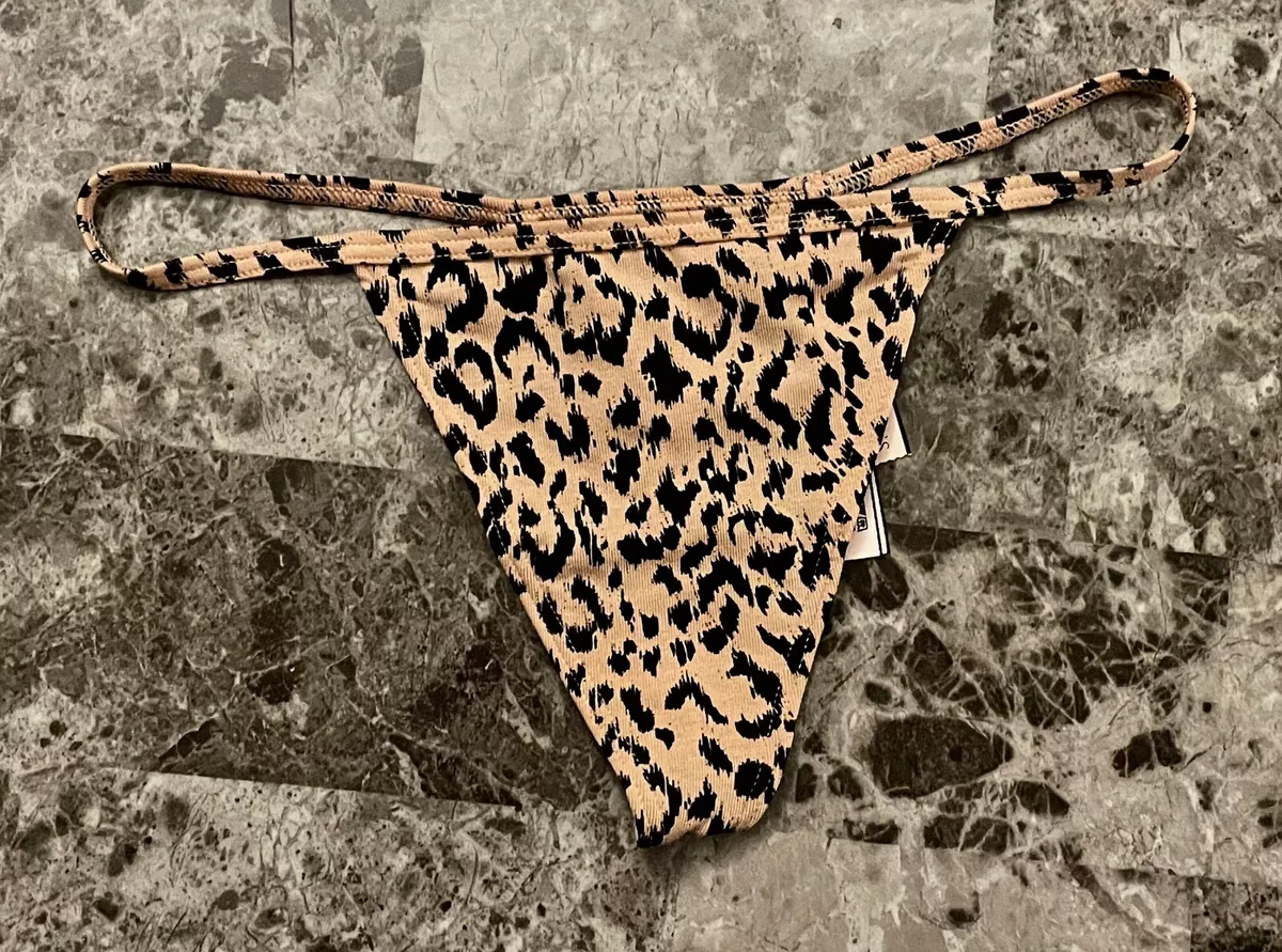 NWT VICTORIA'S SECRET BLACK NUDE BEIGE LEOPARD CHEETAH V STRING THONG  PANTIES