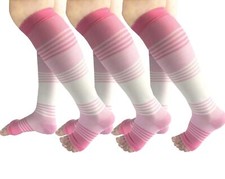 Open Toe Compression Socks 3 Pairs 20-25mmHg Toeless Graduated Compression So...