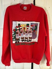Four Buds A Calling Sweatshirt L Vintage Christmas Red Sweatshirt USA Made 1992