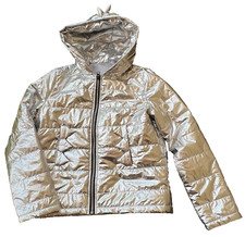 Silver Metalic KIDS Puffer Jacket SIZE 8-10 w/spike accents