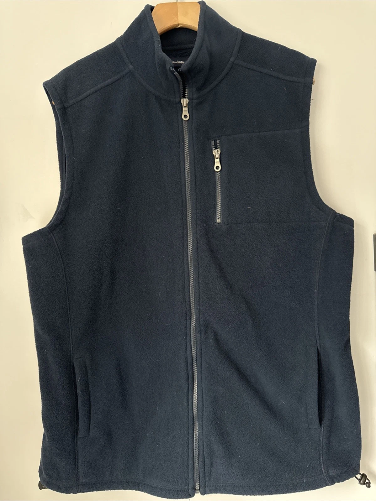 Croft Barrow Mens Size L Fleece Vest Body Warmer Zip Up Pockets Navy Blue