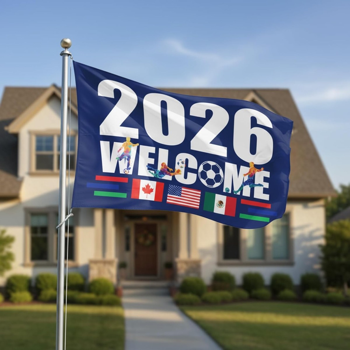 World Cup Flag 3x5 2026 American Canada Mexico Football Banner