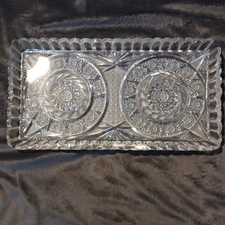 Large, heavy rectangular Vintage American Brilliant hand Cut Crystal Tray 