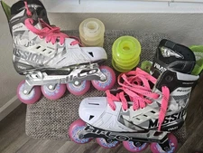 Mission Inhaler WM02 inline Hockey Skates Junior Size 5 E  extra wheels