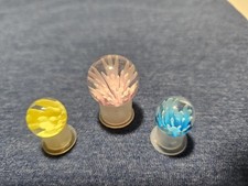 3 Handmade Glass Implosion Marbles Set Blue Yellow Pink  Design Decorative Toy