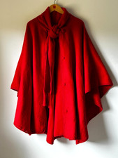 100 ALPACA MADE IN PERU RED WOOL CAPE WITH SCARF ONE SIZE FITS MOST