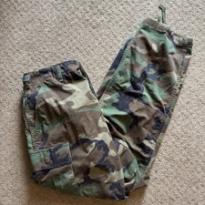 Vintage BDU Camo Pants Mens Woodland Cargo Military 90s USA Small Short 31x29