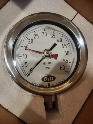 #ad #ad Duro Instruments 60 PSI Air Pressure Gauge 4.5quot; Dial 1 4quot; NPT BTM $200.00