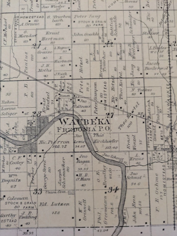 Vintage 1892 Atlas Plat Map ~ Fredonia Waukesha Ozaukee Counties Wisconsin #44 - Image 4 of 4