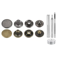 24Set 15mm Leather Snap Fastener Kit with 4 Install Tools, Gun/Bronze