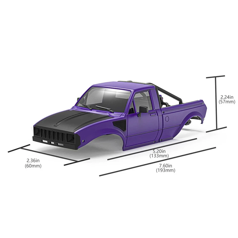 133mm Wheelbase Pickup Hard Body Shell for 1/24 RC Crawler Axial SCX24 Upgrade - Image 2 of 4