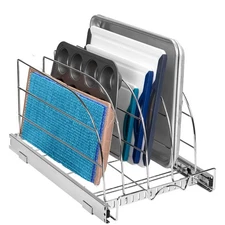 Pull Out Organizer for Bakeware, Cutting Board and Trays, Adjustable Dividers...