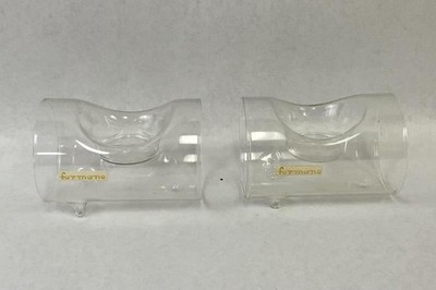 Formano Vintage Clear Glass Footed Tealight Candle Holders Set of 2 4''