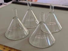 Lot (4) of VWR Powder Funnel (Kimax), Borosilicate, Wide Bore, VWR# 89000-470