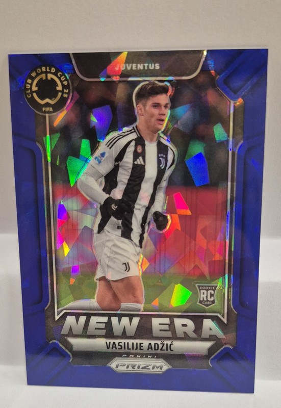 2025-Panini Prizm FIFA Cub World Cup Vasilije Adzic New Era Blue Cracked Ice /99