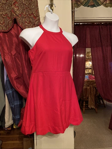 Lulu’s Women’s XL Vero Abito Rosso Halter Foderato Nuovo di Classe Festa San Valentino’s